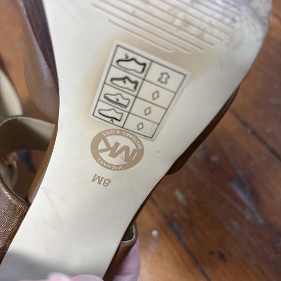 Michael Kors Womens Shoes Size 8 High Heeled Brown Tan Sandals - Picture 6 of 6
